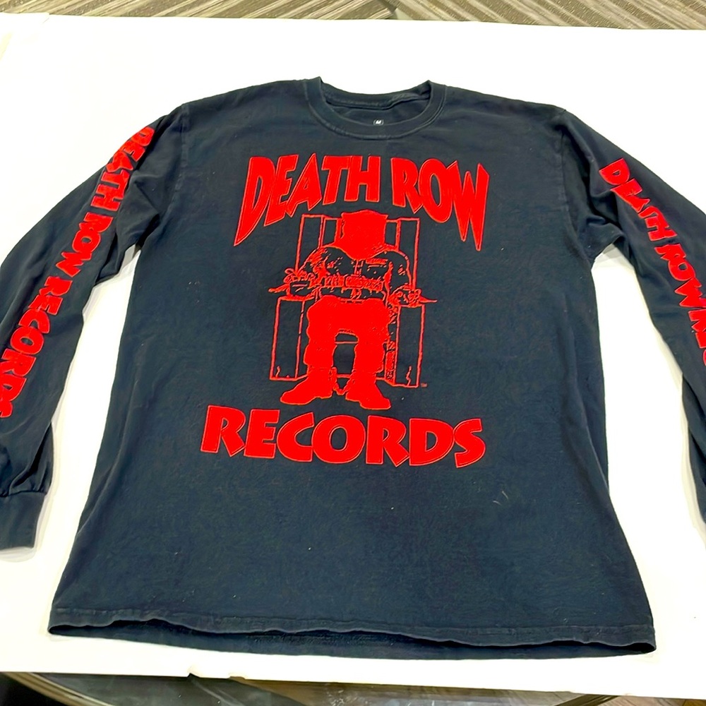 Death Row Records T-Shirt Mens M Black  Hip Hop Graphic Spellout 90s Retro